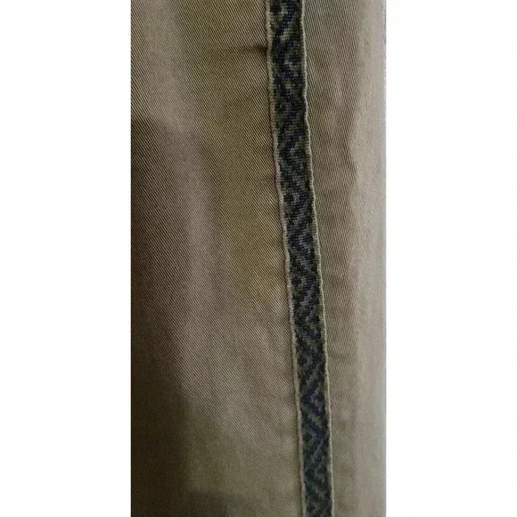 Anthropologie Chino Pants Embroidered Side Stripe Straight Leg Olive Green Sz 27 - Picture 6 of 9